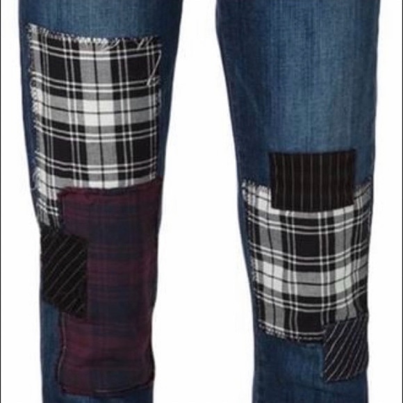 PAIGE JIMMY JIMMY PATCH PLAID BOYFRIEND JEANS SIZE 28 - Picture 4 of 13